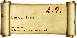 Lencz Irma névjegykártya
